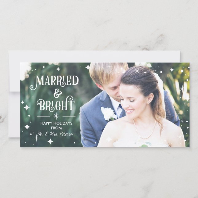 Married & Bright, Christmas Photo Card, Holidays Holiday Card (Front)