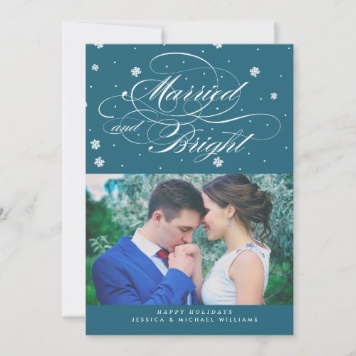 Married  Bright Christmas Photo Cards