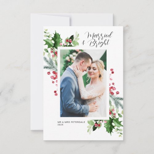 Married  Bright christmas wedding announcement