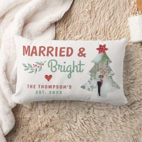 Married  Bright Christmas Wedding Throw Pillow