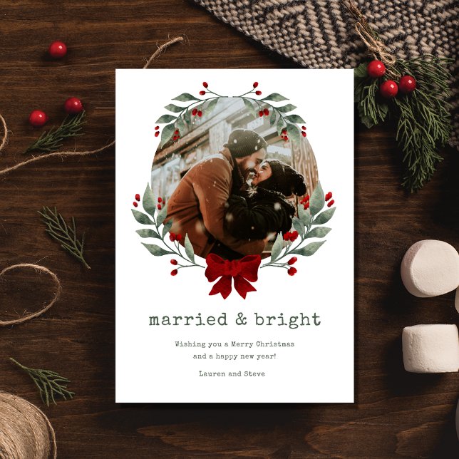 Married Bright Couple Photo Christmas Holiday Card (Married Bright Couple Photo Christmas Holiday Card)