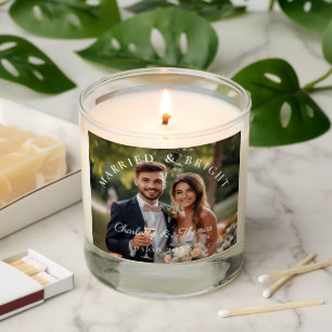 Married & Bright! Elegant, Simpel, Photo Scented Candle