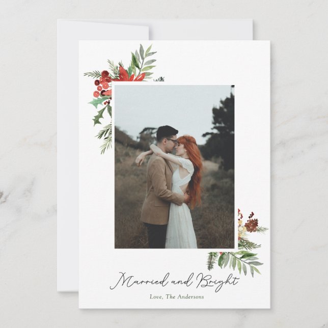 Married & Bright Elopement Holiday photo card (Front)