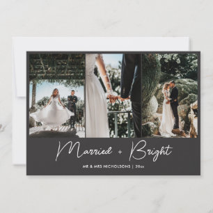 Married & Bright First Christmas Couple Photo  Holiday Card