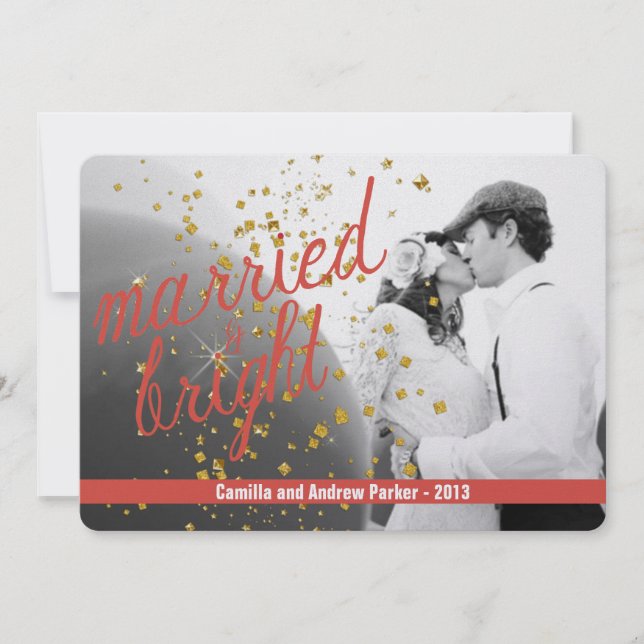 MARRIED & BRIGHT Flat Holiday Card (Front)