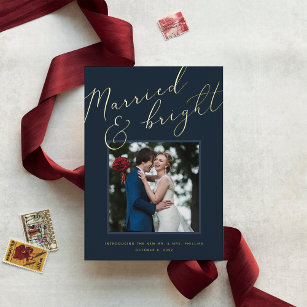 Married & Bright Foil Holiday Wedding Announcement
