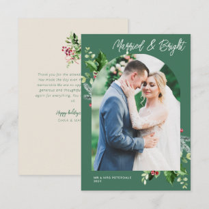 Married &Bright Green Holiday Wedding Announcement