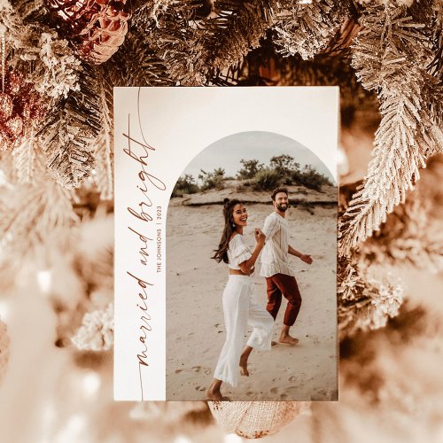 Married  Bright Holiday Christmas Card Arch Photo