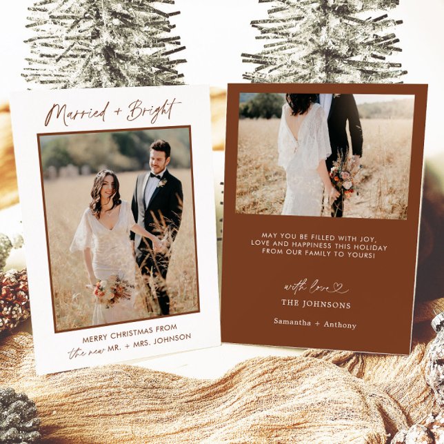 Married & Bright Holiday Christmas Card, Boho Card (Creator Uploaded)