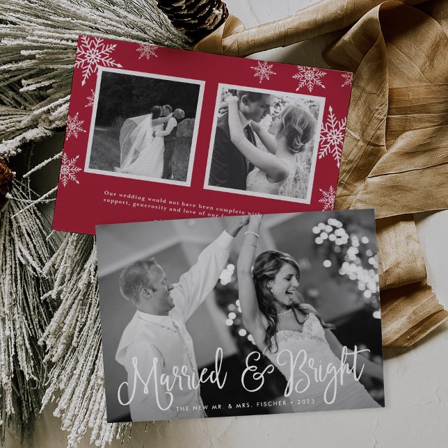 Married & Bright Holiday Photo Card + Back Message (Creator Uploaded)