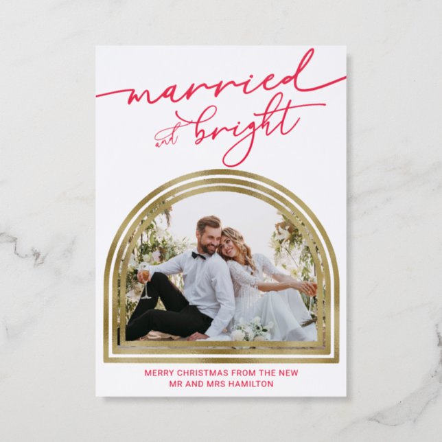 Married & Bright Holiday Wedding Announcement (Front)