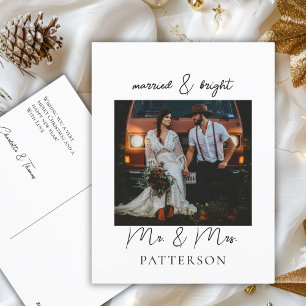 Married & Bright Kundenspezifische Foto Holiday  Postcard