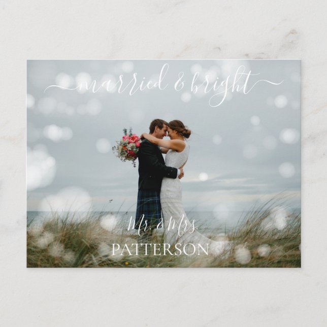 Married & Bright Kundenspezifische Foto Holiday Postcard (Front)