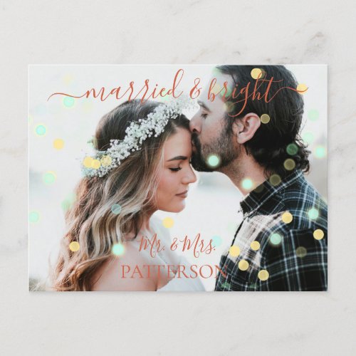 Married  Bright Kundenspezifische Punkte Foto Holiday Postcard