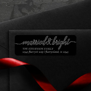 Married Bright   Modern Black Script Address Label