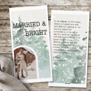 Married & bright newly weds watercolor Christmas Holiday Card