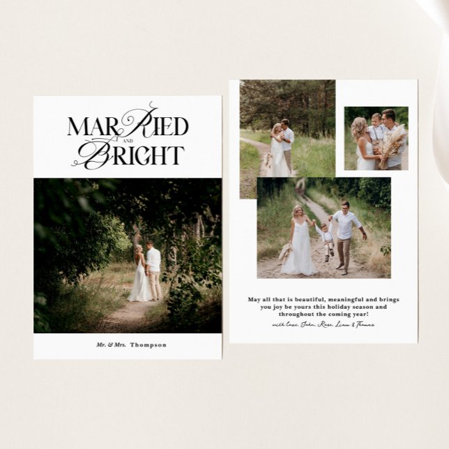Married & Bright Newlywed Christmas Photo Card (Creator Uploaded)