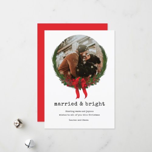 Married Bright Newlywed First Christmas Holiday Card