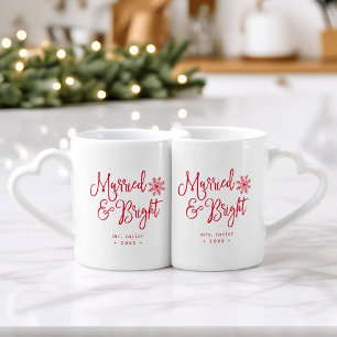 Married & Bright Newlywed Holiday Coffee Mug Set