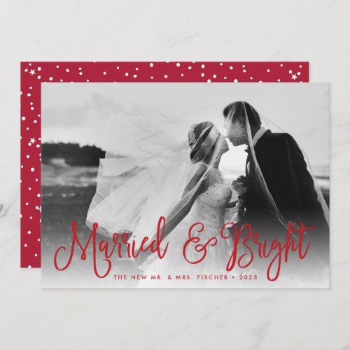 Married  Bright Newlywed Holiday Photo Card