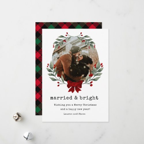 Married &amp; Bright Newlywed Photo Christmas Card