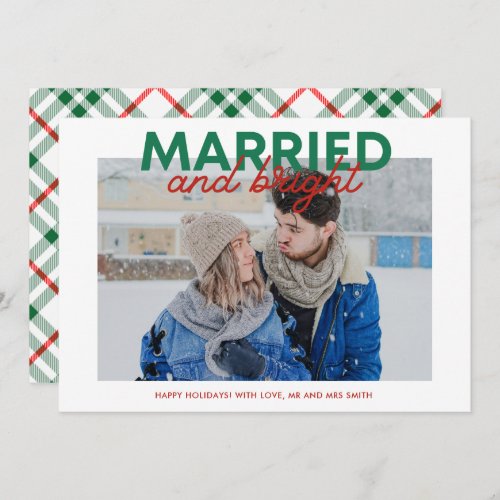 Married Bright Newlywed Photo First Christmas Holiday Card