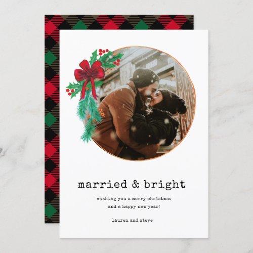Married Bright Photo Newlywed Couple Christmas Holiday Card
