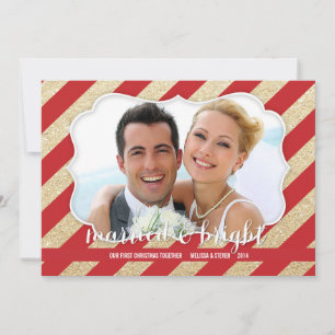 Married & Bright Red and Gold Photo Card