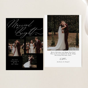 Married & Bright Script Typography Christmas Photo Holiday Card