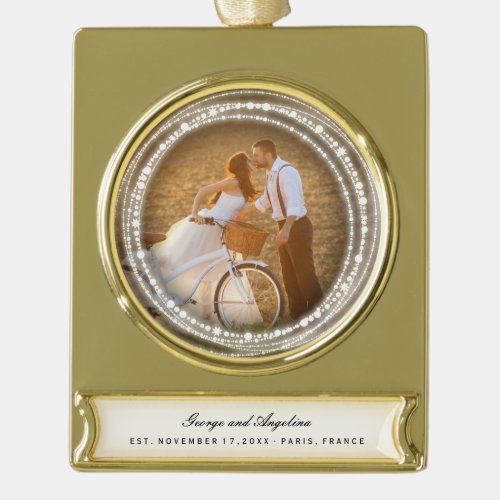 Married  Bright Sparkles Photo Our 1st Christmas Gold Plated Banner Ornament