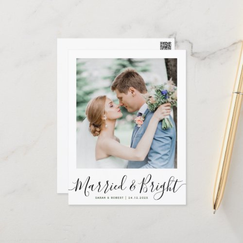 MARRIED  BRIGHT  wedding announcement Postcard