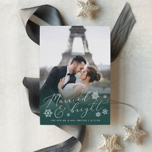 Married & Bright   Wedding Photo Holiday Card