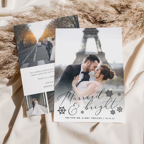 Married  Bright  Wedding Photo  Thank You Holiday Card