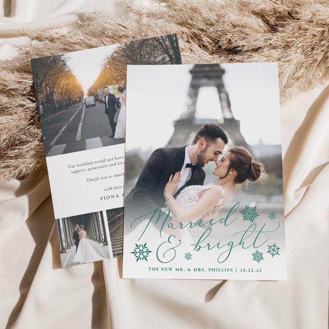 Married & Bright | Wedding Photo & Thank You Holiday Card (Creator Uploaded)