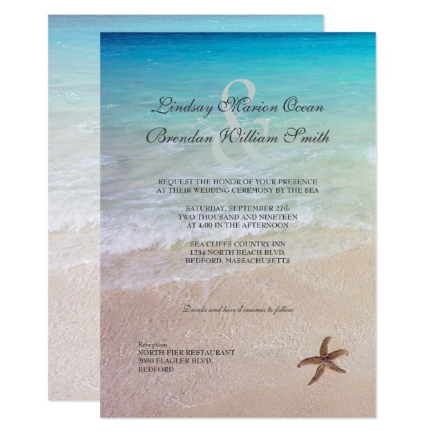 Married By The Sea Beach Destination Wedding Invitation