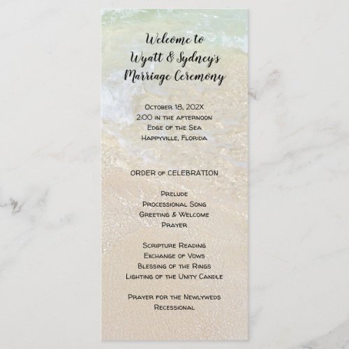 Married by the Sea Tall Wedding Program Template