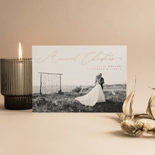 Married Christmas Calligraphy Script Newlywed Foil Holiday Card