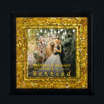 Married Christmas Elegant Gold Type Wedding Photo  Gift Box<br><div class="desc">Mr. Mrs. 1 Photo Collage First Christmas Ceramic Ornament</div>