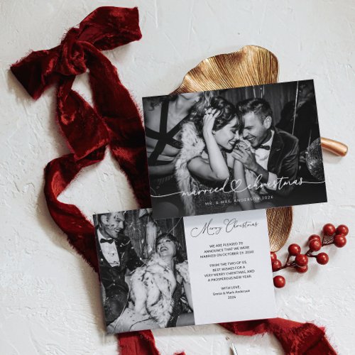 Married Christmas | Elegant Newlywed Photo Holiday Card