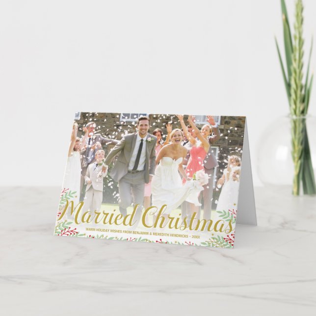Married Christmas | Folded Newlyweds Holiday Photo (Front)
