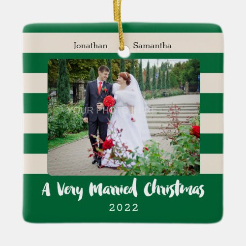 Married Christmas For Newlyweds Photo Ceramic Ornament