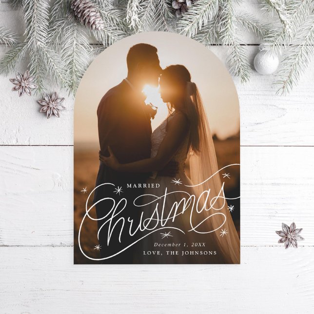 Married Christmas Hand-Lettered Holiday Photo Card (Creator Uploaded)