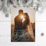 Married Christmas Hand-Lettering Photo Holiday Card<br><div class="desc">Original hand-lettering over full bleed photo and stars; backer color is editable or add more photos and text.</div>