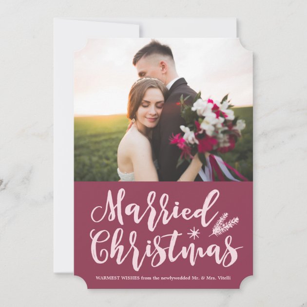 Married Christmas Holiday Photo Card | Mauve