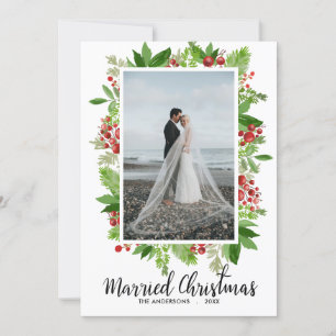 Married Christmas Modern   First Christmas Photo Holiday Card