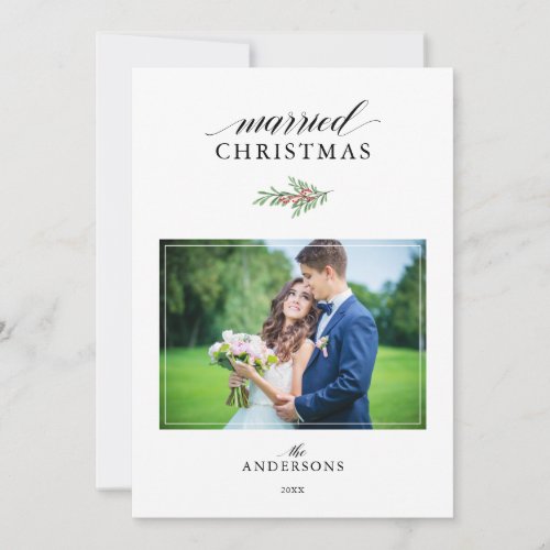 Married Christmas Newlywed 2 Photos Christmas Holiday Card