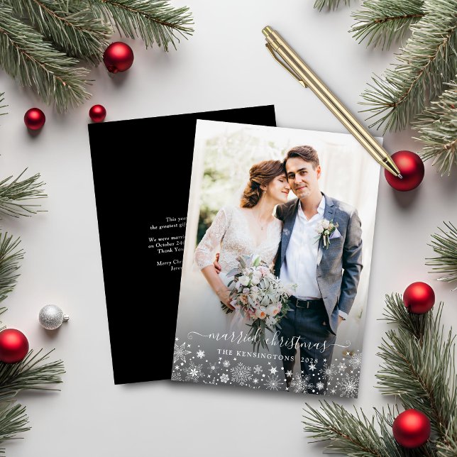 Married Christmas Newlywed Elopement Holiday Photo (Married Christmas Newlywed Elopement Holiday Photo Card)