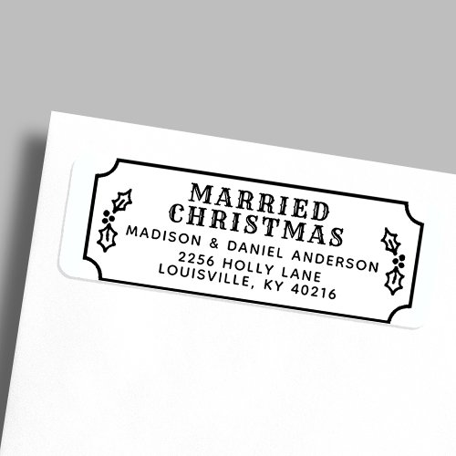 Married Christmas Newlywed Holiday Return Address Label