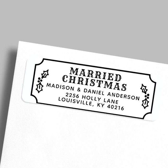 Married Christmas Newlywed Holiday Return Address Label (Creator Uploaded)