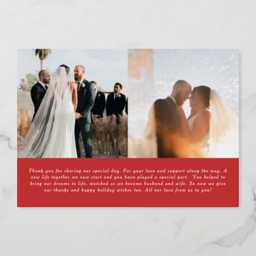 Married Christmas Newlywed Photo Foil Holiday Card Zazzle